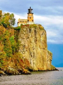 Split Rock Lighthouse MN on apicturesque cliff Foto stock