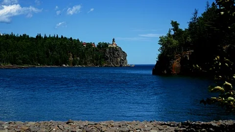 Split Rock Lighthouse on the north shore of Lake Superior near Duluth, Minnesota Stock Footage 92601589