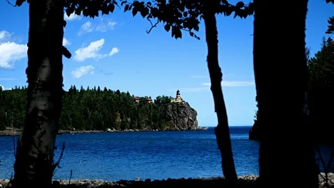 Split Rock Lighthouse on the north shore of Lake Superior near Duluth, Minnesota Stock Footage 92602275