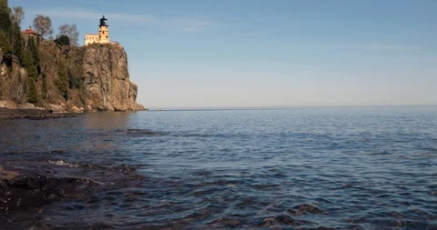 Split Rock Lighthouse From Water Level Video stock 90265541