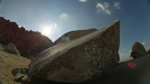 Split Rocks from front, silhouetted by the sun 4K Stock Footage 36493272