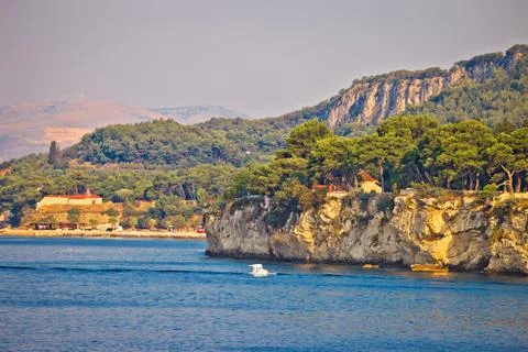 Split rocky coast summer view Stock Photos