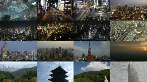 Split screen 16 time lapse Stock Footage 1015793