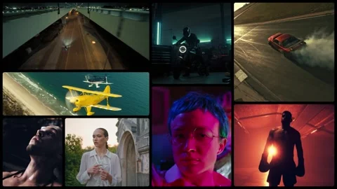 Split Screen 8 Frames After Effects stock