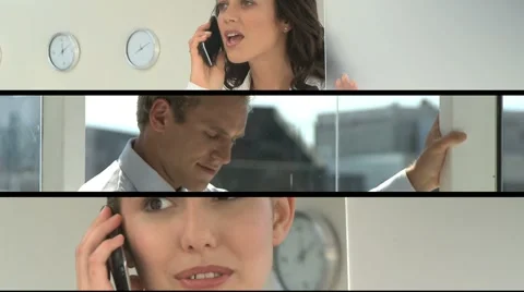 Split screen of business people on the phone Stock Footage 1028106