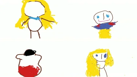 Split screen. Collage of child drawing process. Doodle concept. Drawing on th Vídeos de archivo 139614514