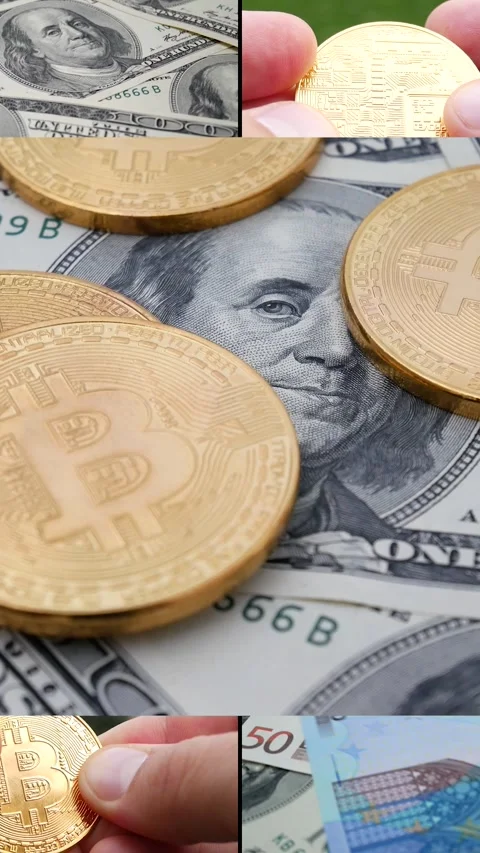 Split screen collage of e-commerce or bitcoin stock exchange Stock Footage 280180103