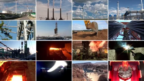 Split screen collage 'Heavy industry'. Video stock 259750674