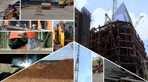 Split screen "Construction" Video stock 67518622