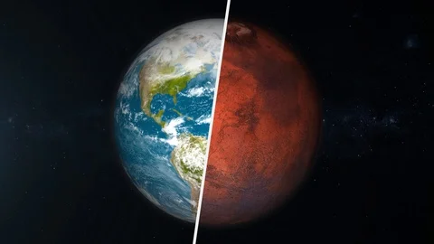 Split Screen of Earth and Mars Stock Footage 116517698