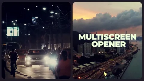 Split Screen Gallery Opener After Effects stock