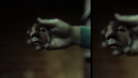 Split screen of inmate's face reflected in mirror, USA, 2010s - Reenactment Stock Footage 236101451
