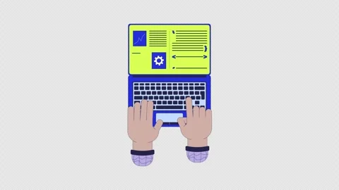 Split screen laptop for programmer productivity 2D animation Stock Footage 299855754