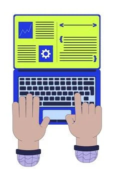 Split screen on laptop for programmer productivity 2D illustration concept Stock-Illustration