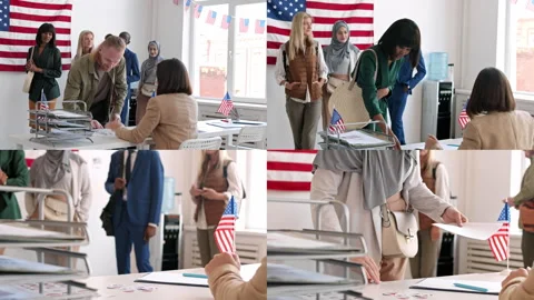 Split Screen of Multiethnic Citizens in the Elections Stock Footage 285123706