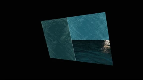 Split screen. Ripple on the sea, fake drone shooting. Stock-Footage 136949376