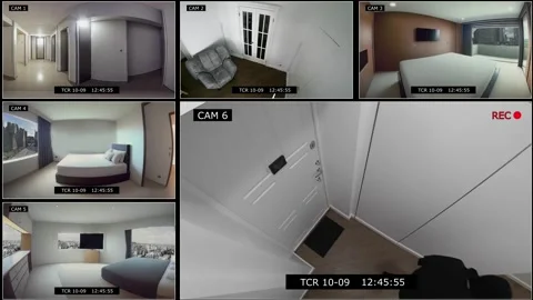 Split screen security Stock Video Pond5