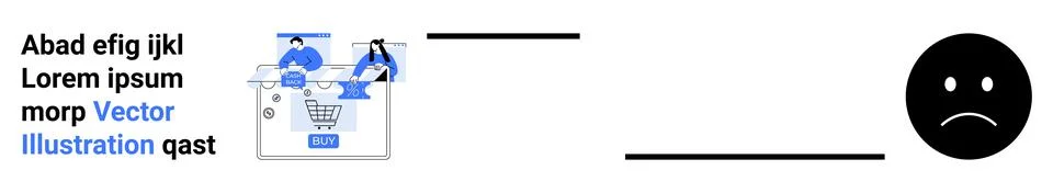 Split screen showing a user interface with text and a vector illustration on  Stock Illustration