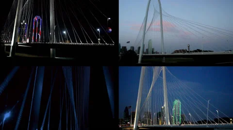 Split Screen video of the beautiful Margaret Hunt Bridge in Dallas Video stock 44725962