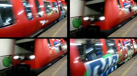Split Screen Video with Copenhagen S Bahn train arriving at station Stock Footage 45292557