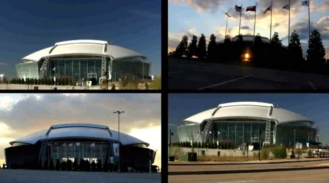 Split Screen video showing Cowboys Stadium Arlington Video stock 45454611