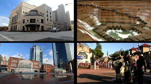 Split Screen Video: Sightseeing Locations in Fort Worth Texas Video stock 44751213