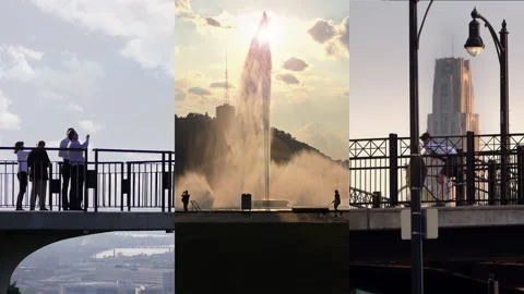 Split Screen View of Pittsburgh Landmarks Stock Footage 158096123