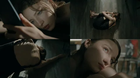 Split Screen of Young Woman Experiencing Fatigue, Depressed Mood and Insomnia Stock-Footage 301114297