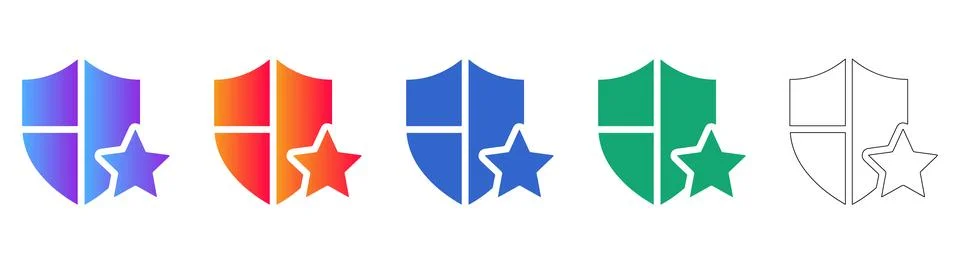 Split Shield and Star Icons Stock Illustration