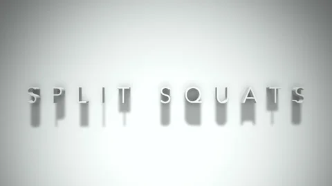 Split squats 3D title animation white text on a white background Stock Footage 299759556