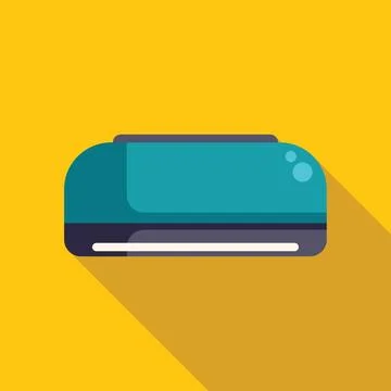 Split system air conditioner hanging on yellow wall cooling room Stock Illustration