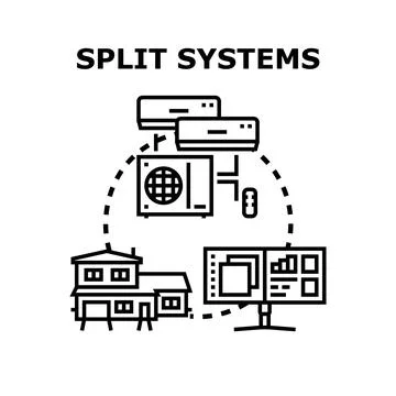 Split system air conditioning and smart home climate control Ilustración de archivo