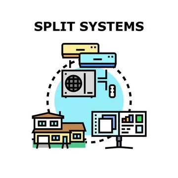 Split system air conditioning and smart home climate control Stock Illustration