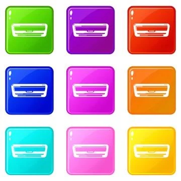 Split system icons set 9 color collection Stock Illustration