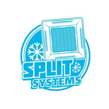 Split systems icon with ceiling air conditioner Stock Illustration