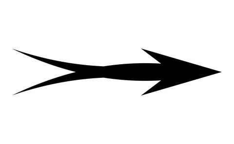 Split tail arrow graphic, Two prong pointer symbol, Swallowtail directional v Stock Illustration
