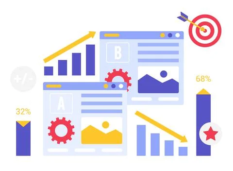 Split testing comparing different versions results Stock Illustration