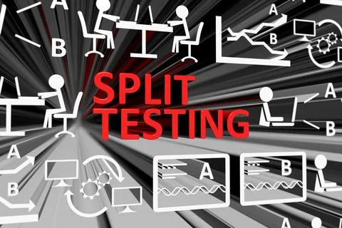 SPLIT TESTING concept blurred background 3d render illustration Illustrazione stock