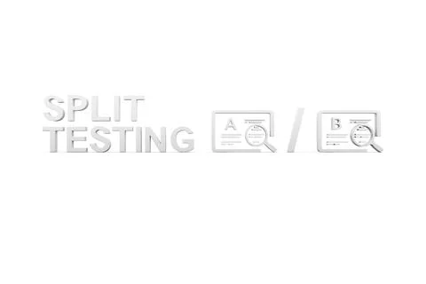 SPLIT TESTING concept white background 3d render illustration Illustrazione stock