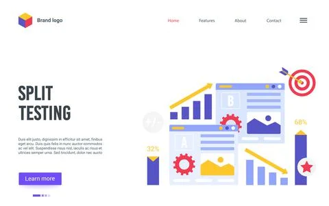 Split testing platform landing page, service of conversion rate business Stock Illustration