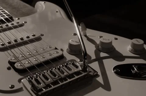 Split tone close up of an electric guitar Stock Photos