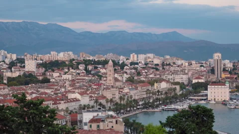 Split town night timelapse, Croatia Stock Footage 299740797