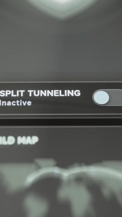 Split tunneling toggle activates protected app routing Video stock 342495322
