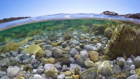 Split underwater view of crystal clear water in Sardinia Video stock 297382665