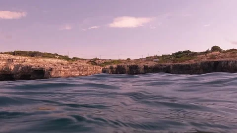 Split underwater view of ionian coast and cliffs, slow motion Stock Footage 277516180