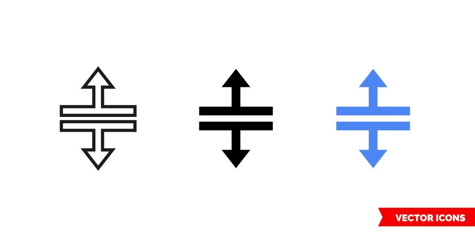 Split vertical icon of 3 types. Isolated vector sign symbol. Stock Illustration