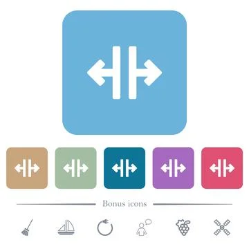 Split View Icon flat icons on color rounded square backgrounds Stock Illustration