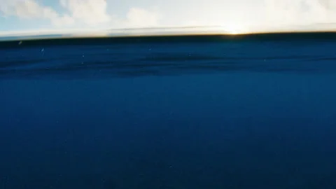 Split view of the ocean and remote island in the Maldives Stock Footage 220105714