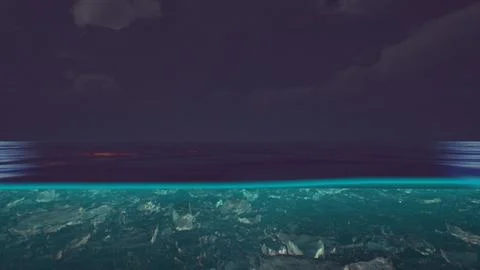 Split view over and under water in the Caribbean sea with clouds Stock Illustration