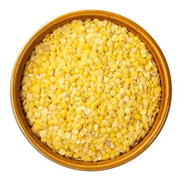 Split yellow lentils in measuring cup cutout Stock Photos